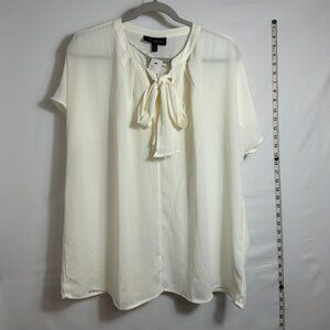 Lane Bryant BNWT cream tie-neck crepe blouse 18